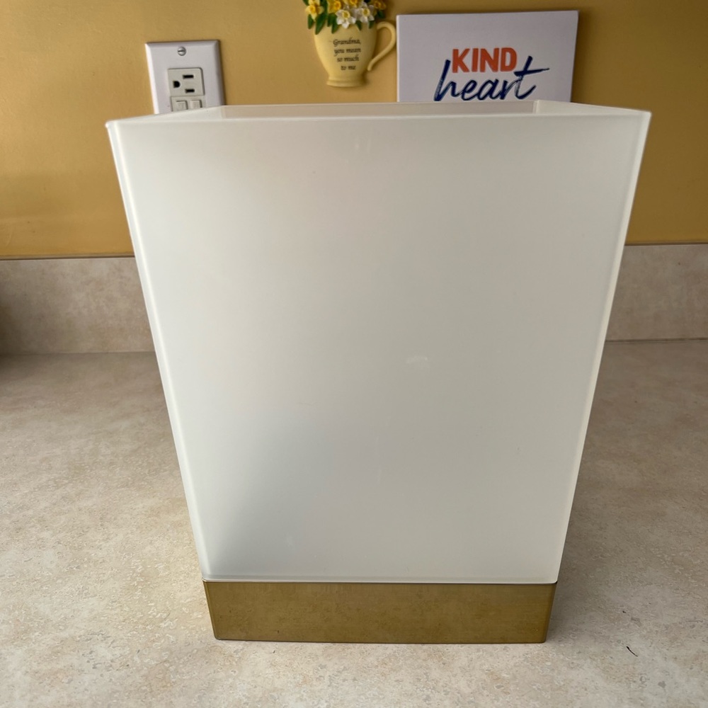 Gold Trim Square Trashcan